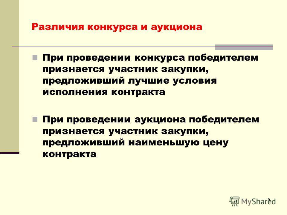 В чем разница между аукционом и конкурсом