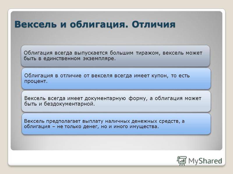Разница между векселем и облигацией