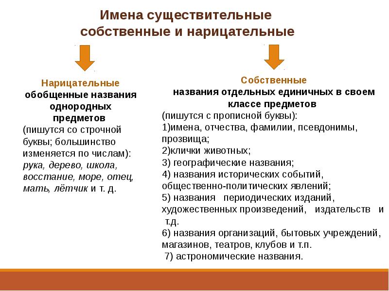 Собственные и нарицательные имена существительные