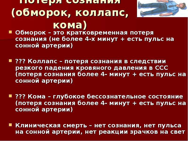Клиническая смерть, обморок, кома. признаки. первая помощь — основы выживания в экстремальных ситуация