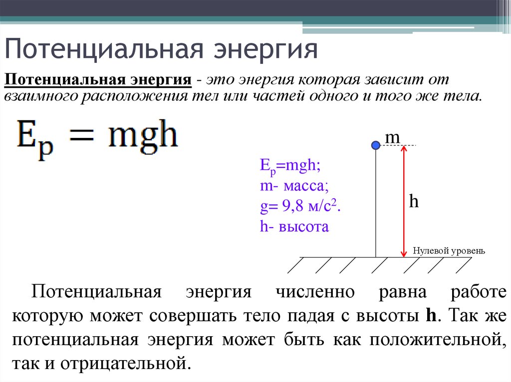 Понятие потенциальной и кинетической энергии в физике