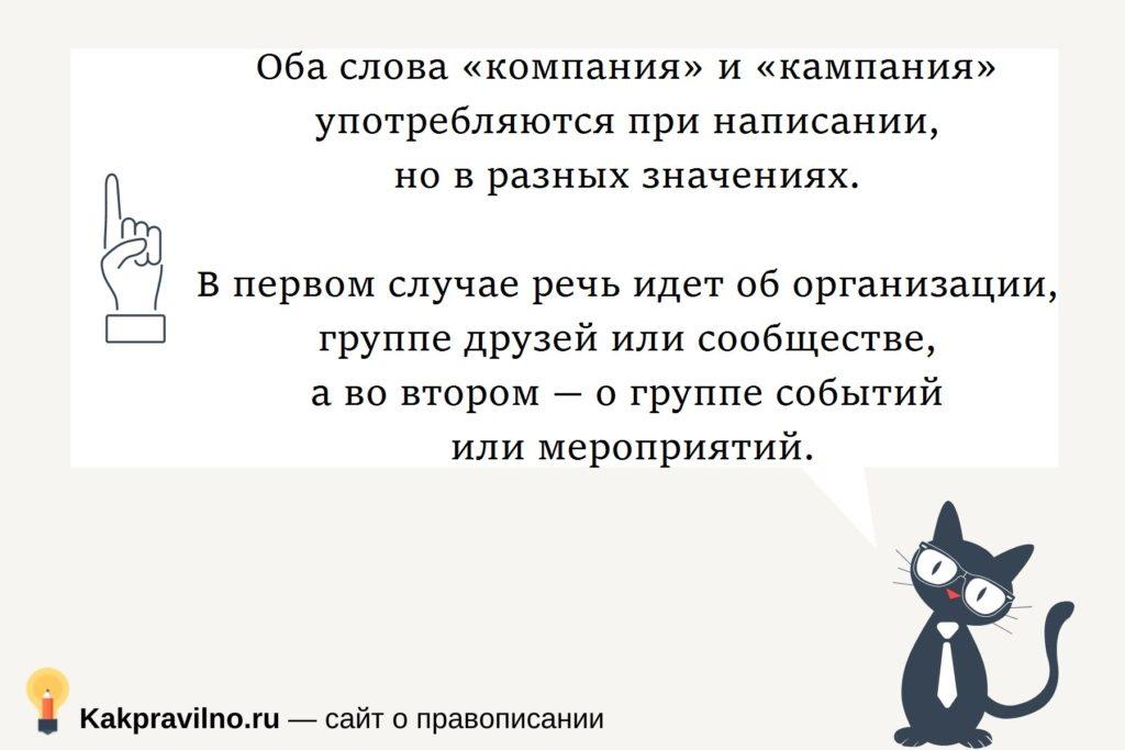 Компания или кампания: как правильно пишется