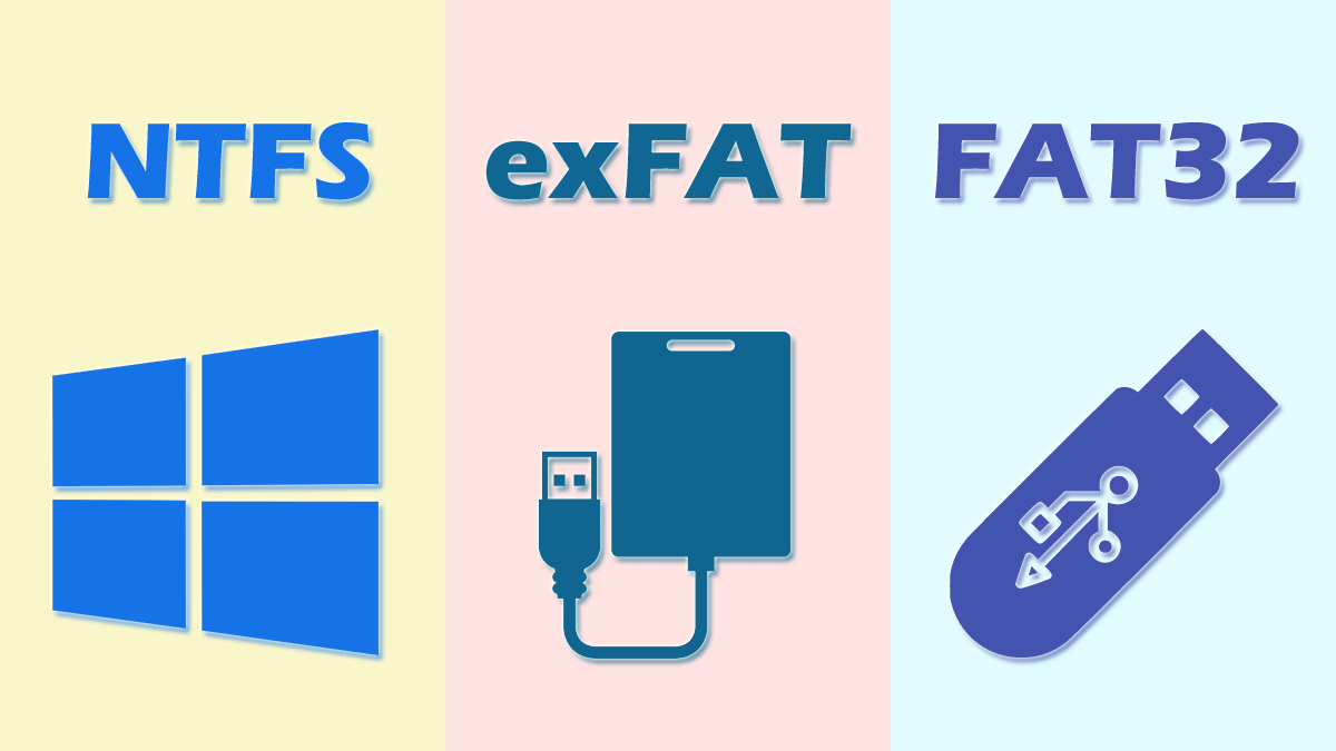 Difference between usb drive file systems — ntfs vs fat32 vs exfat