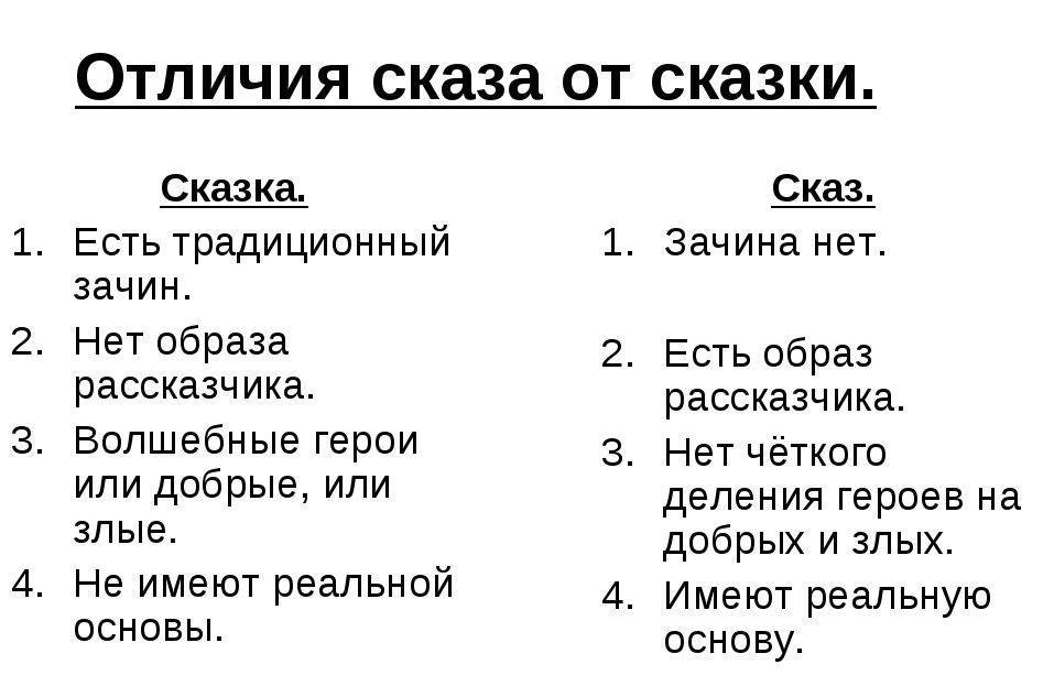 В чём разница между сказом и сказкой.