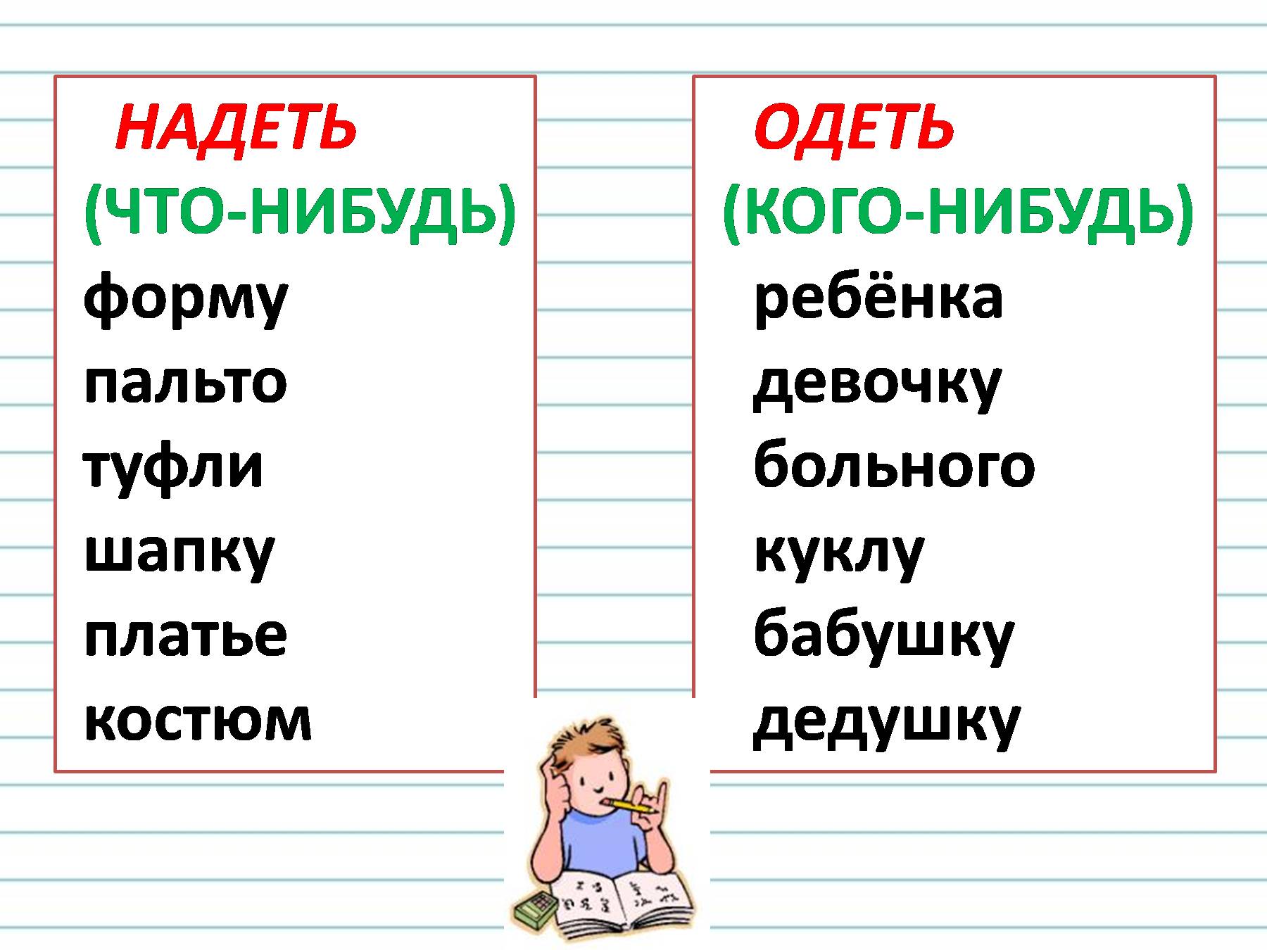 Одеть или надеть - как правильно? примеры