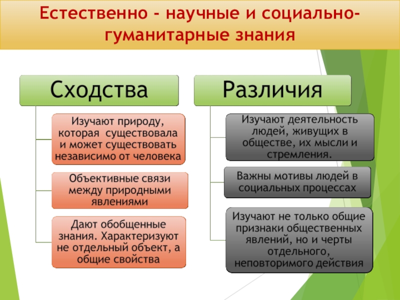 Основные различия между социальными и гуманитарными знаниями