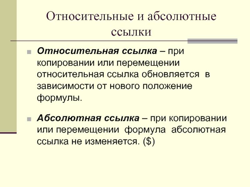 Разница между абсолютной и относительной ссылкой