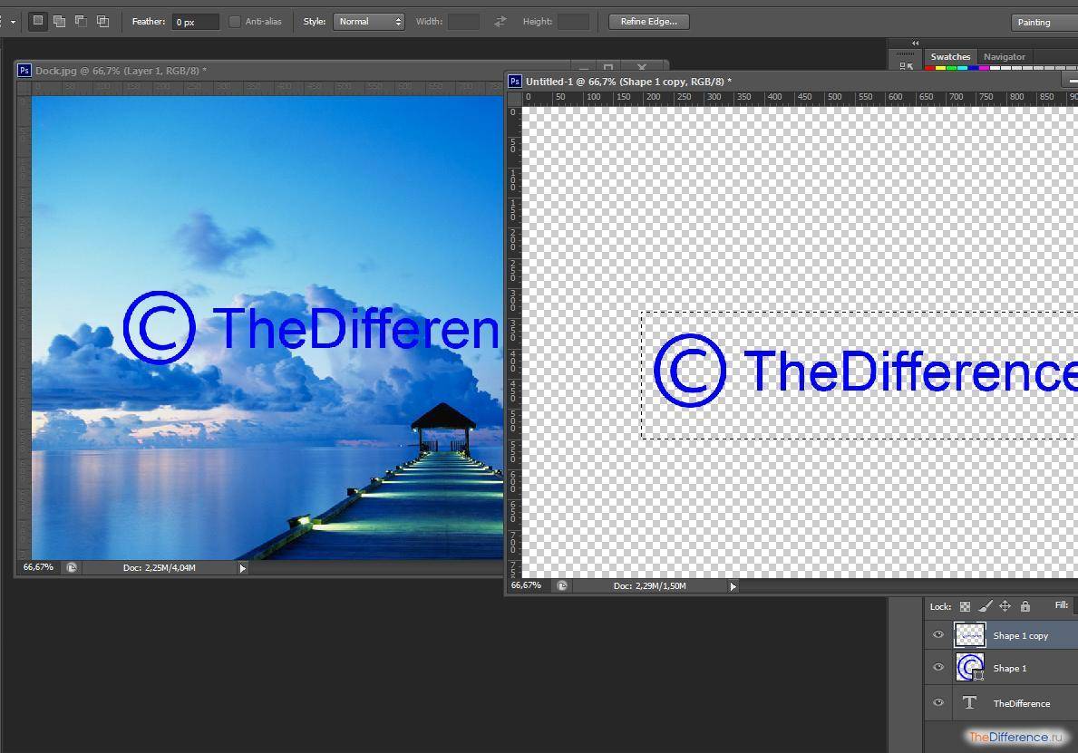 Как добавить водяной знак в photoshop?
