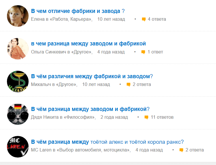 Разница между фабрикой и заводом