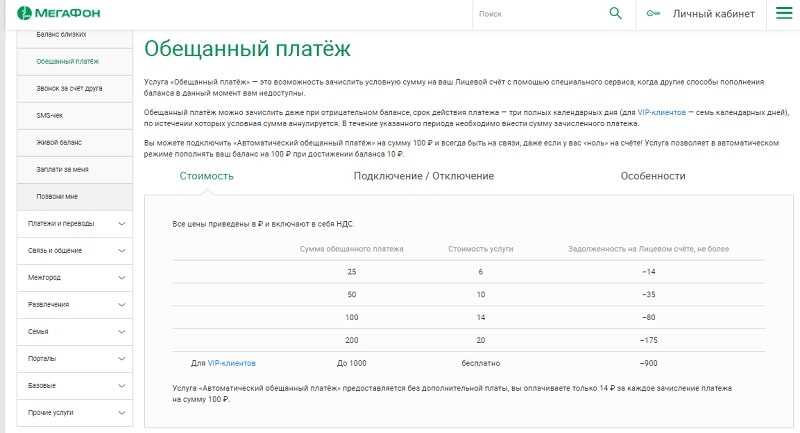 Как взять деньги в долг на мегафоне