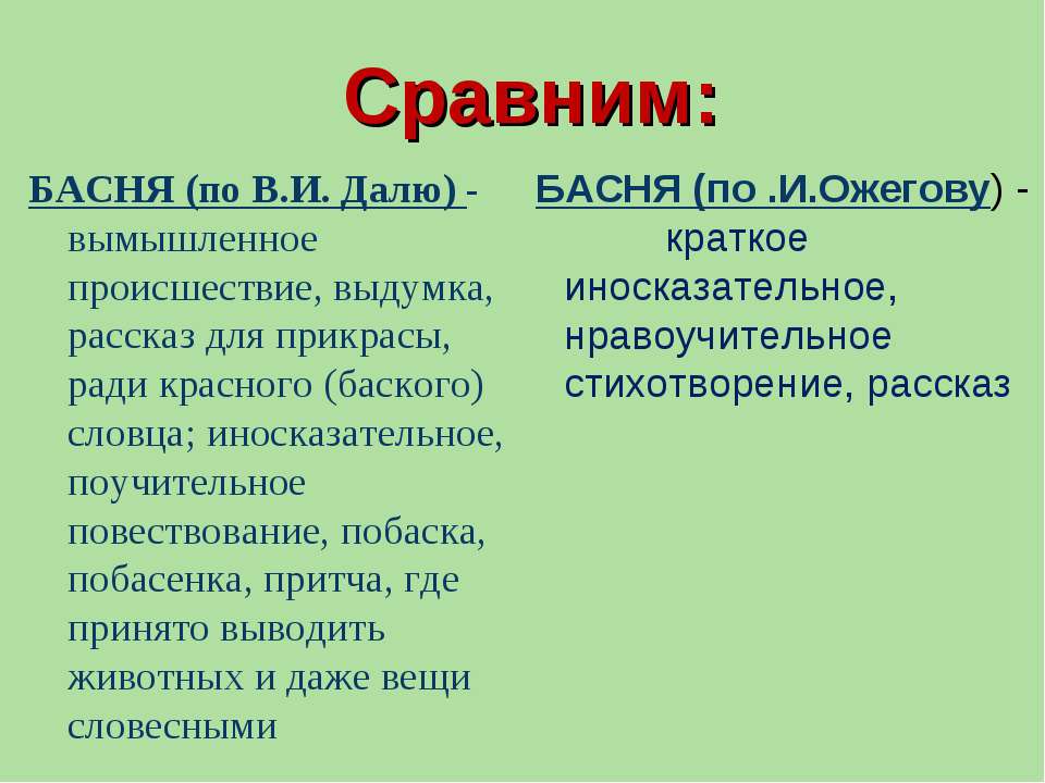 Отличие басни от сказки рассказа и стихотворения - граматика и образование на napishet.ru