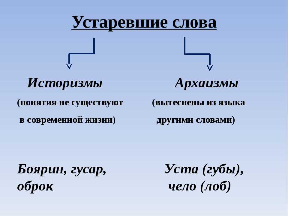 Архаизмы и историзмы: в чем отличие, разбор с примерами