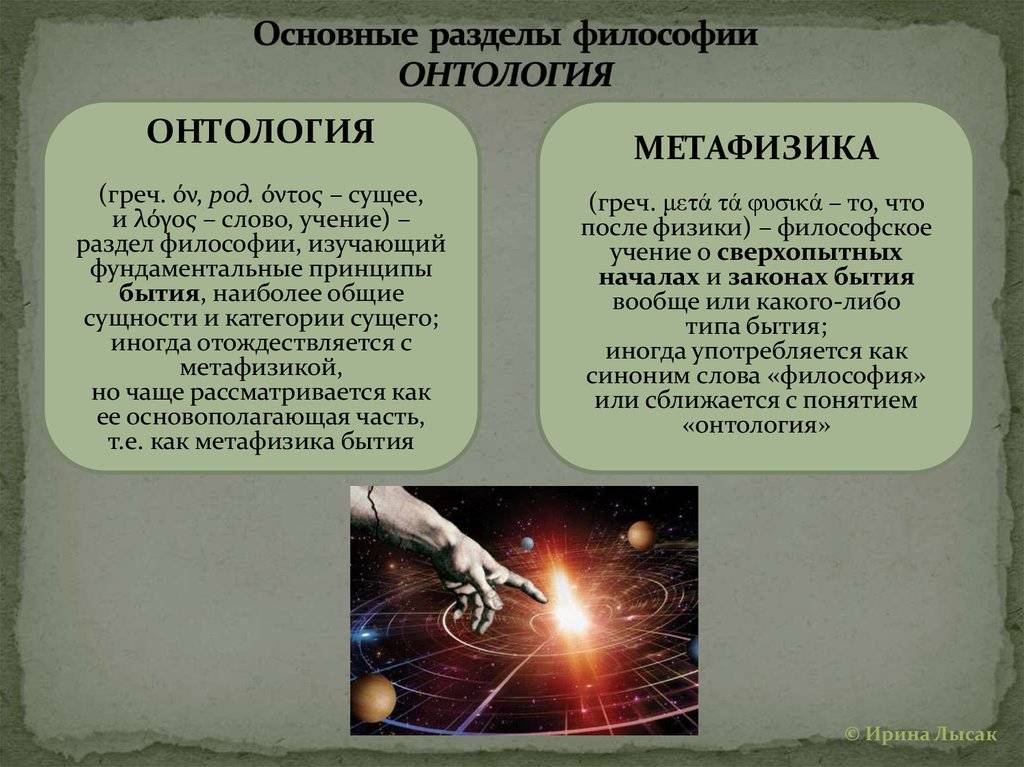 Основная теория онтологии в философии