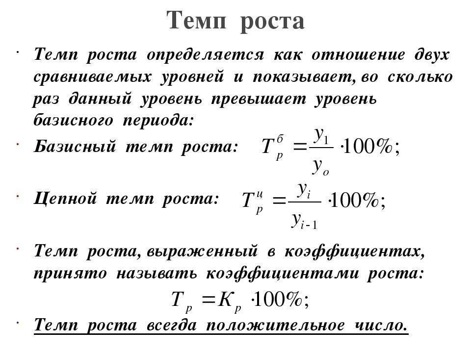 Как рассчитать темп снижения в процентах. разница между темпом роста и темпом прироста