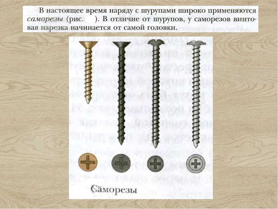 Как отличить саморез от шурупа. разновидности саморезов