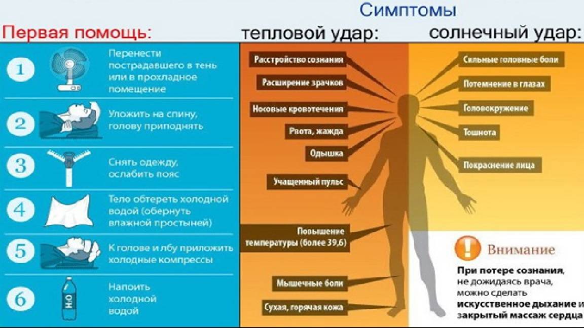 Солнечный удар: симптомы и первая помощь