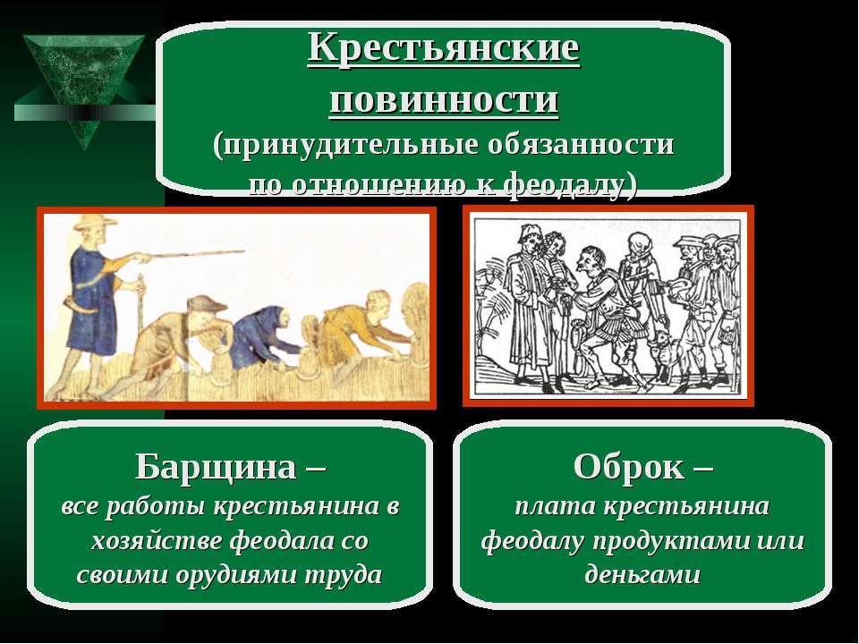 Оброк и барщина — какие основные отличия между двумя формами феодальной ренты?
