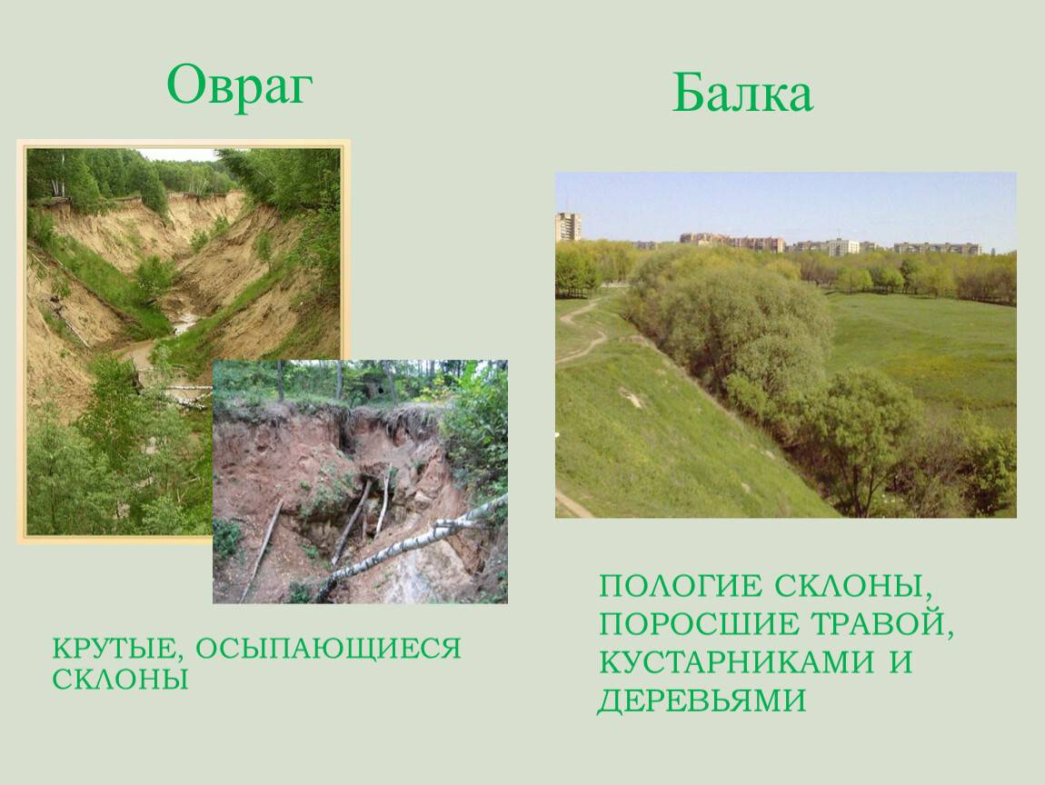 Основные различия между балками и оврагами