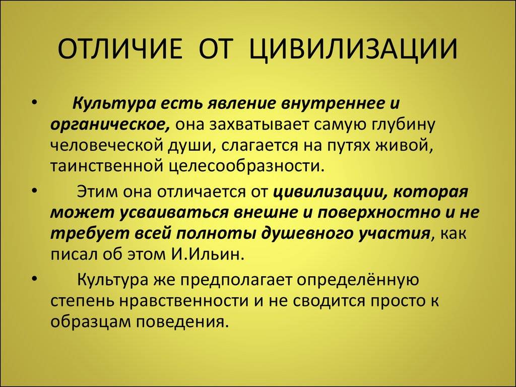 Разница между культурой и цивилизацией