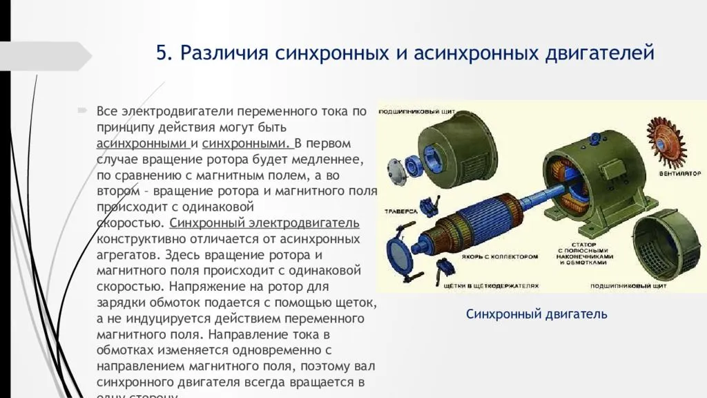 Синхронный и асинхронный двигатель: отличия по конструкции и принципу работы