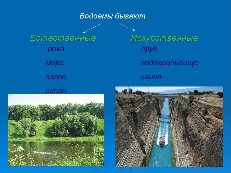 Водоемы, их назначение и классификация