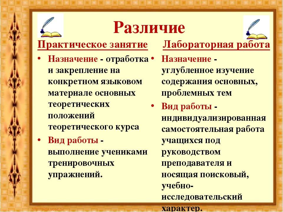 Разница между практической и лабораторной работой