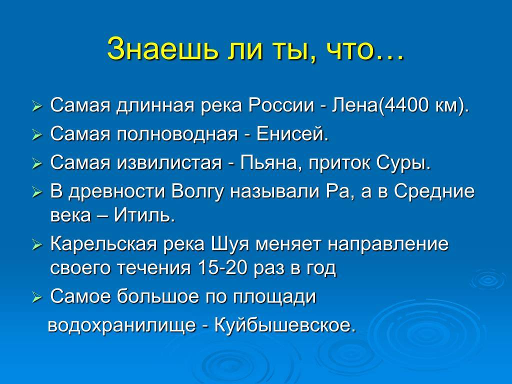 Топ-20 крупнейших рек россии