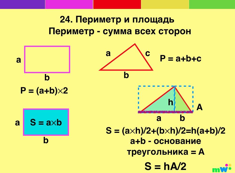 Периметр, площадь и объём