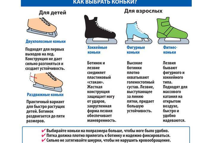 Коньки хоккейные, составные элементы, классификация, выбор размера