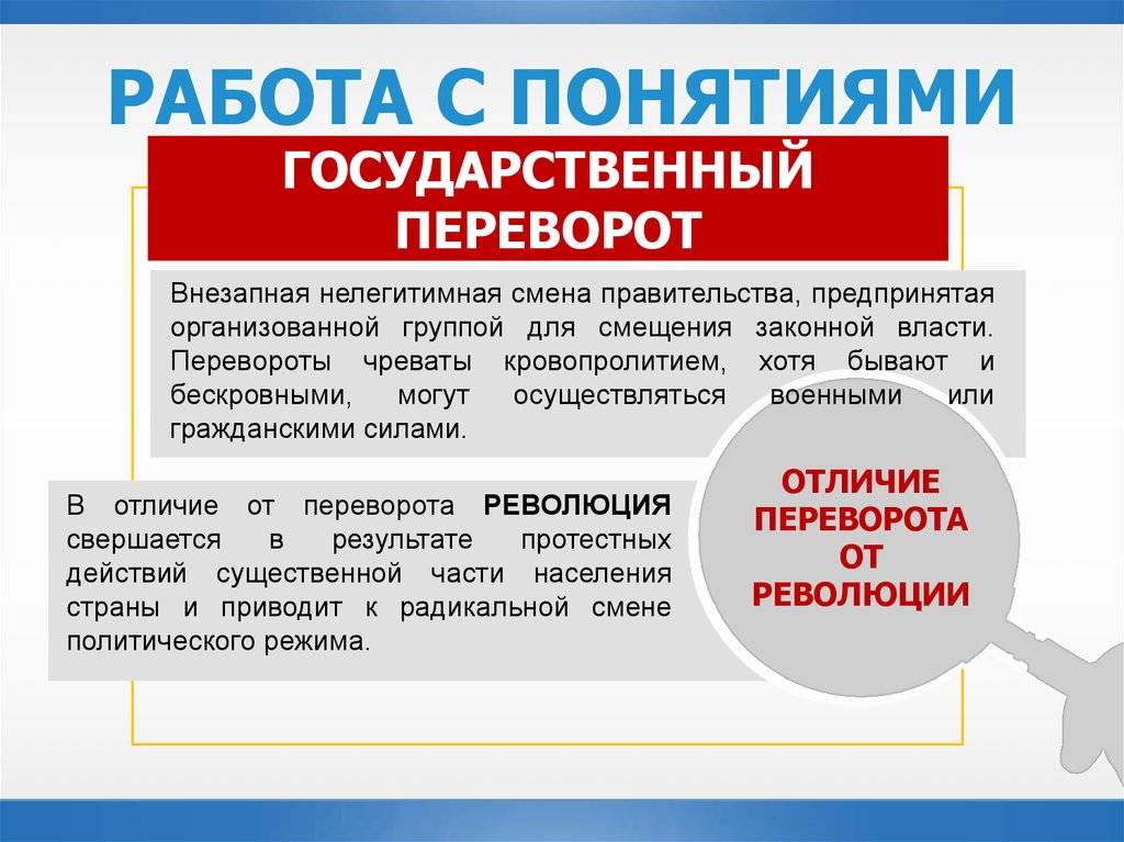 Чем отличается переворот от революции? | в чем разница
