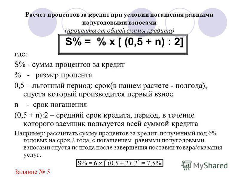 Как рассчитать проценты за кредит
