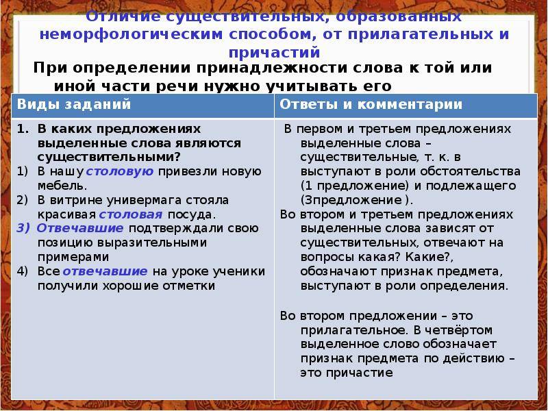 Сходства и различия между именем прилагательным и существительным - skaziportal.ru