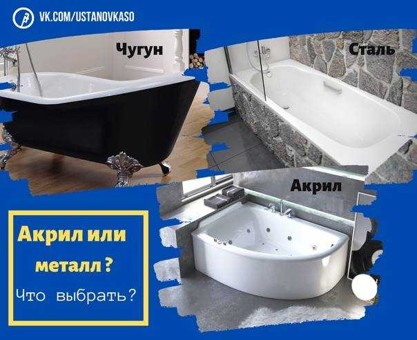 Какая ванна лучше – стальная, чугунная или акриловая?