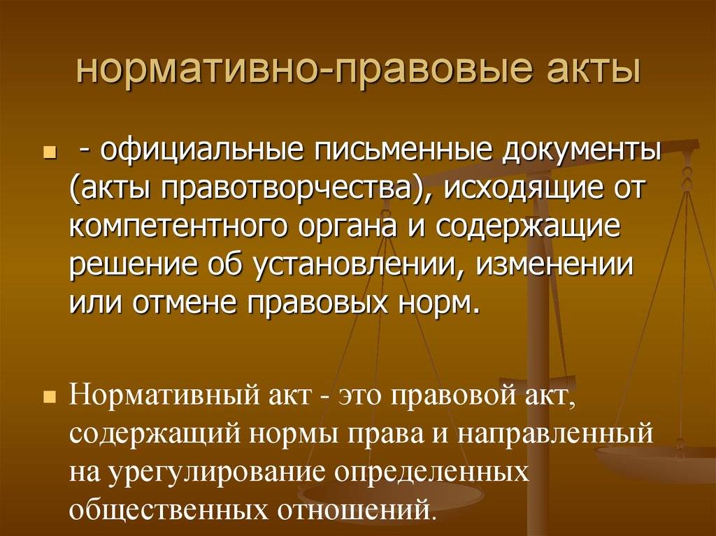 Основные сведения о нормативных актах