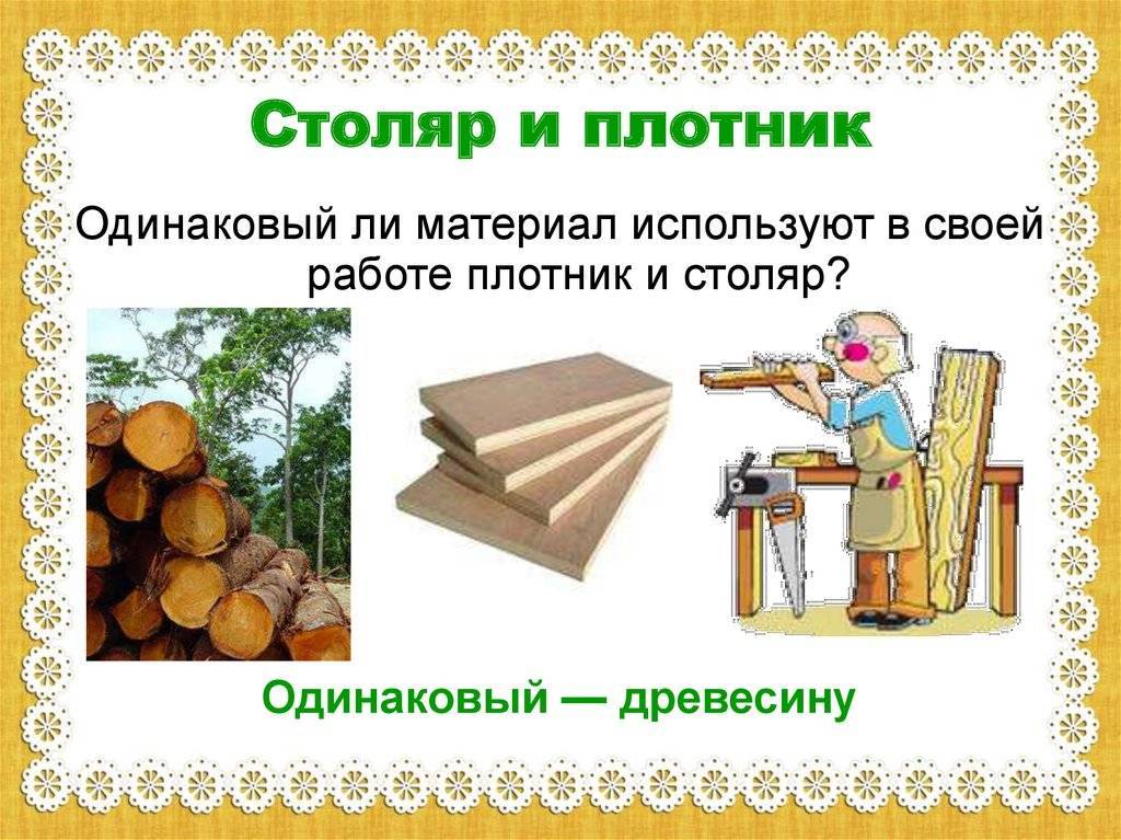 Разница между плотником и столяром